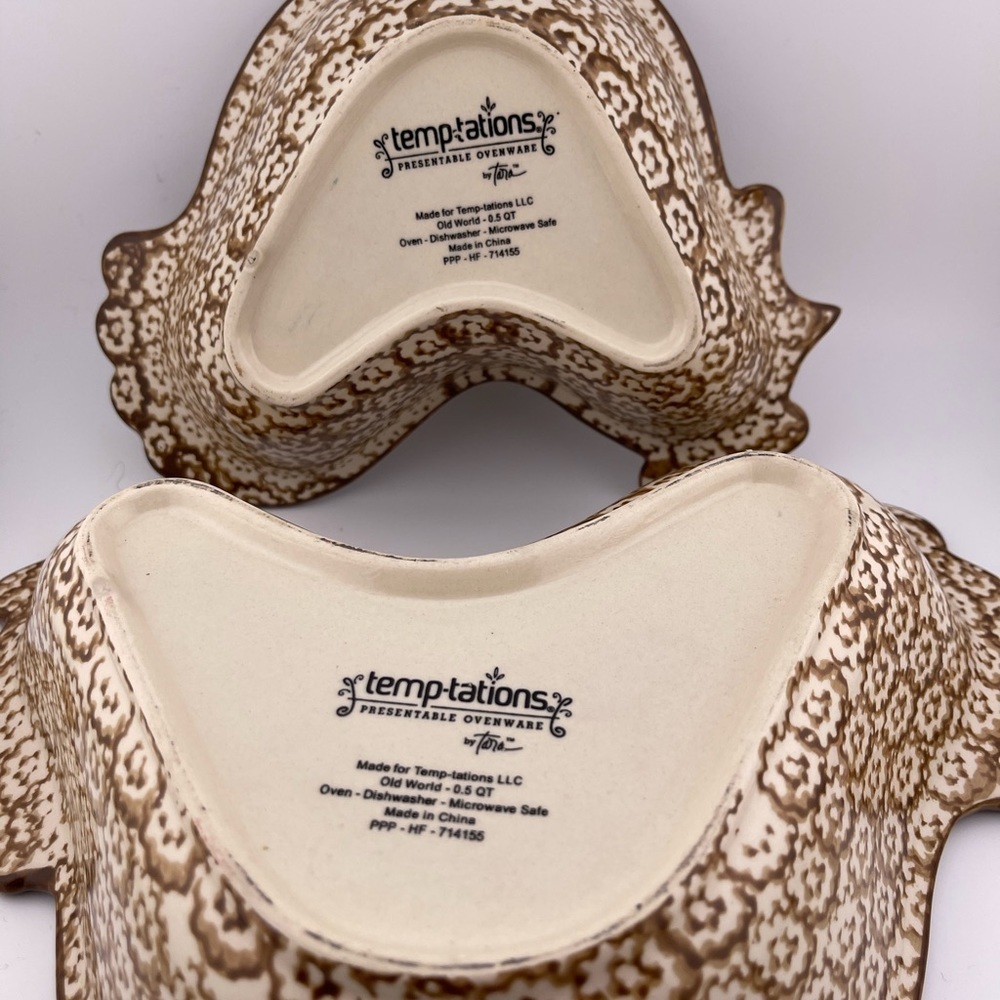 Temp-tations Old World Brown Nesting Hen/Chicken Dishes Set of 2 - Picture 8 of 8